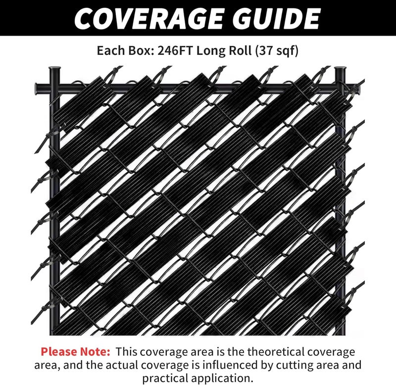 LEIGUNSING Chain Link Fence Privacy Tape, 246ft x 0.15ft Chain Link Fence Slats, Fence Covering Privacy, 200PCS Zip Ties + Puncher Included, Black ﻿ - Image 4